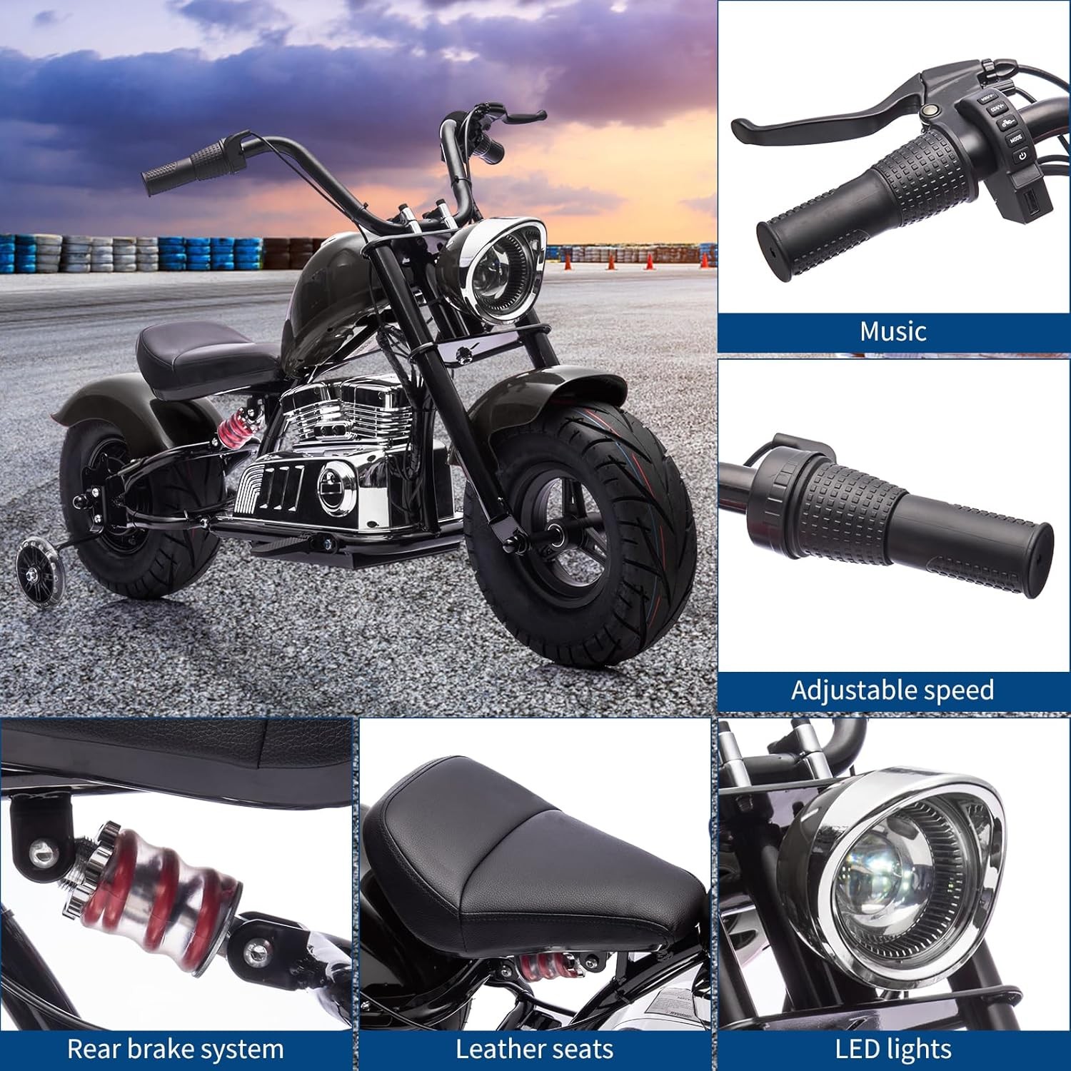 GARVEE Electric Dirt Bike for Kids 10+ 36V 9Ah Battery Pneumatic Tires Music
