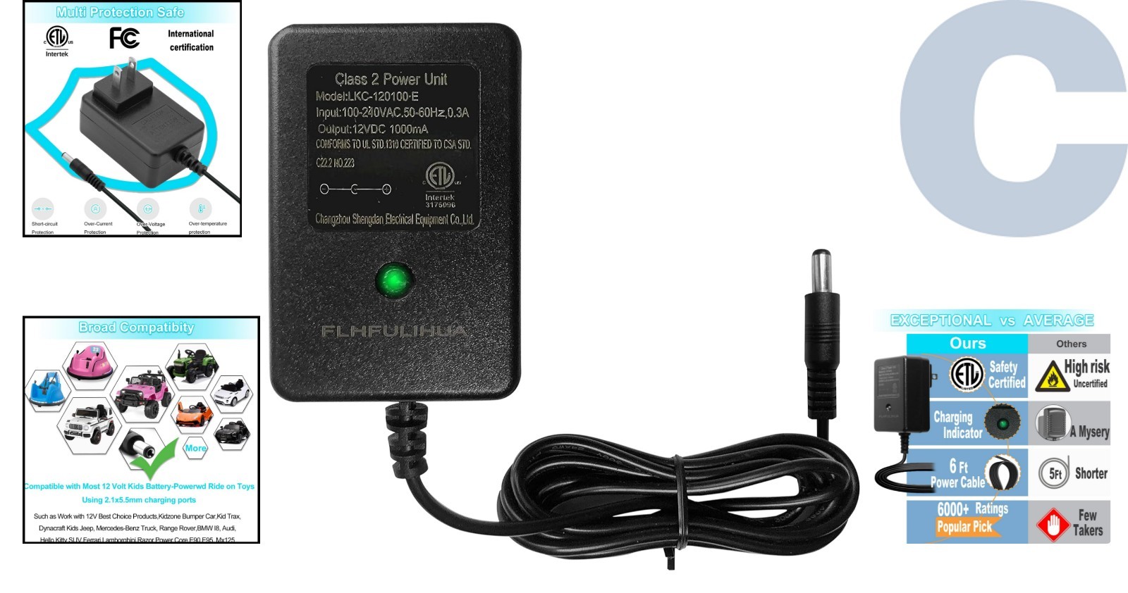 Durable Electric Vehicle Charger for Kids – Universal 12V Compatibility Included