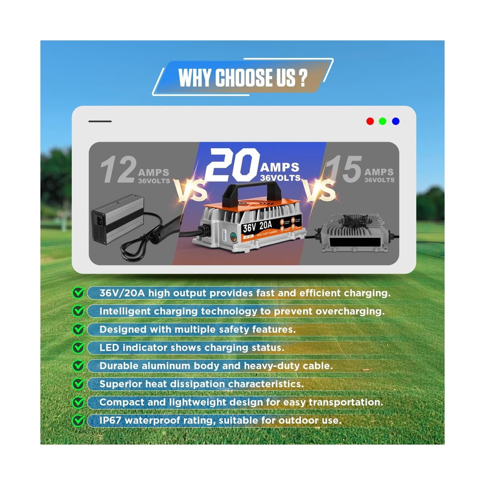 36 Volt Golf Cart Battery Charger for TXT EZGO Golf Cart Charger 36 Volt EZGO…