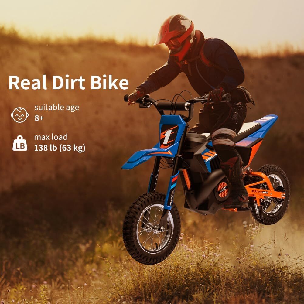 24V Electric Motorcycle for Kids 13.6MPH Fast Speed Motocross Dirt Bike Ride Toy