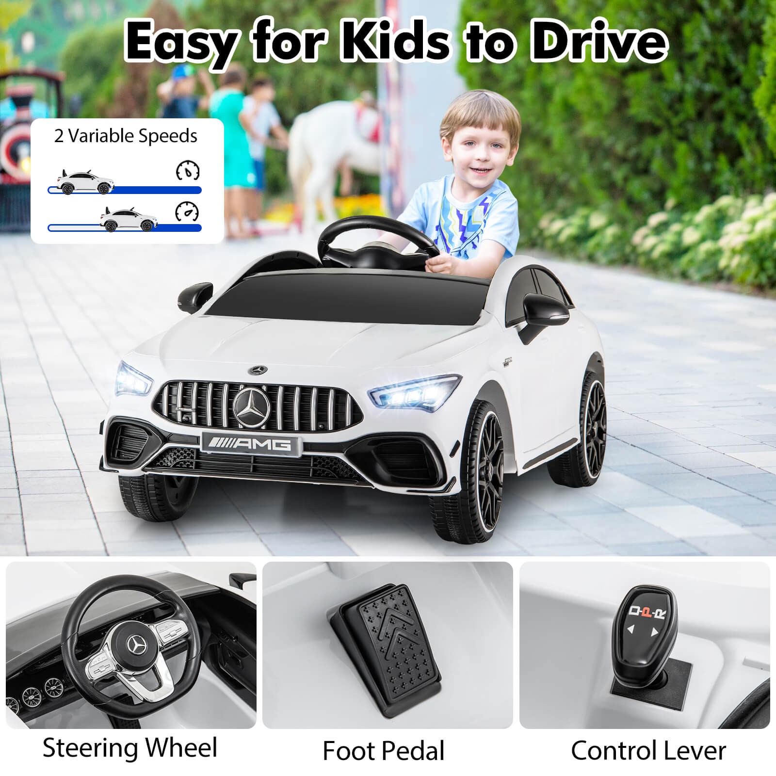 12V Kids Ride on Car w/Remote Rocking Function Transport Wheels Lights & Music