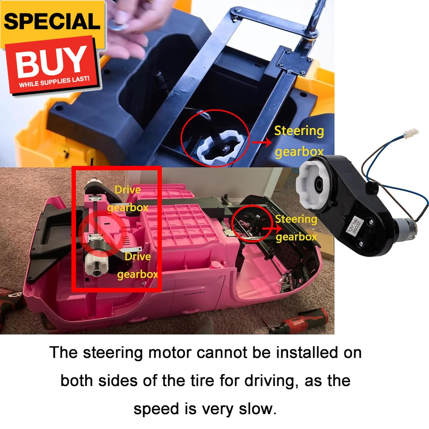 Steering Gearbox with Motor RS390 24 Volt 5000 Aperture 0.39in Motor Steering Mo