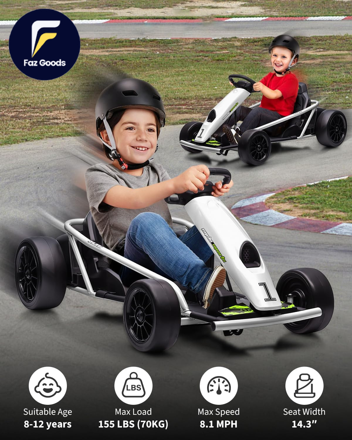 24V 9Ah Kids Ride on Go Kart Toy,High Speed 8.1MPH Drifting Car with Powerful