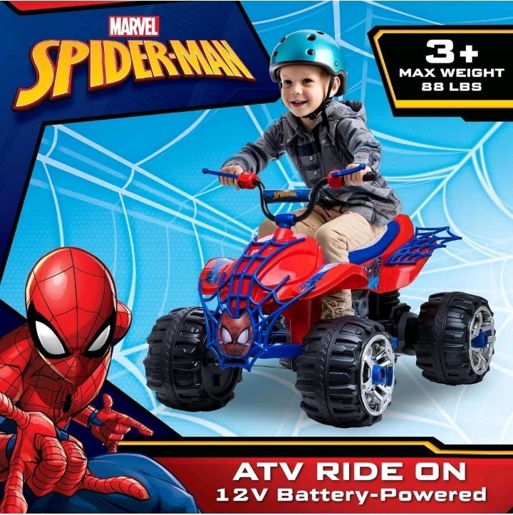 12V Electric Kids Trax Spiderman Toddler ATV Ride On Car Toy 3-7 Years 88lbs