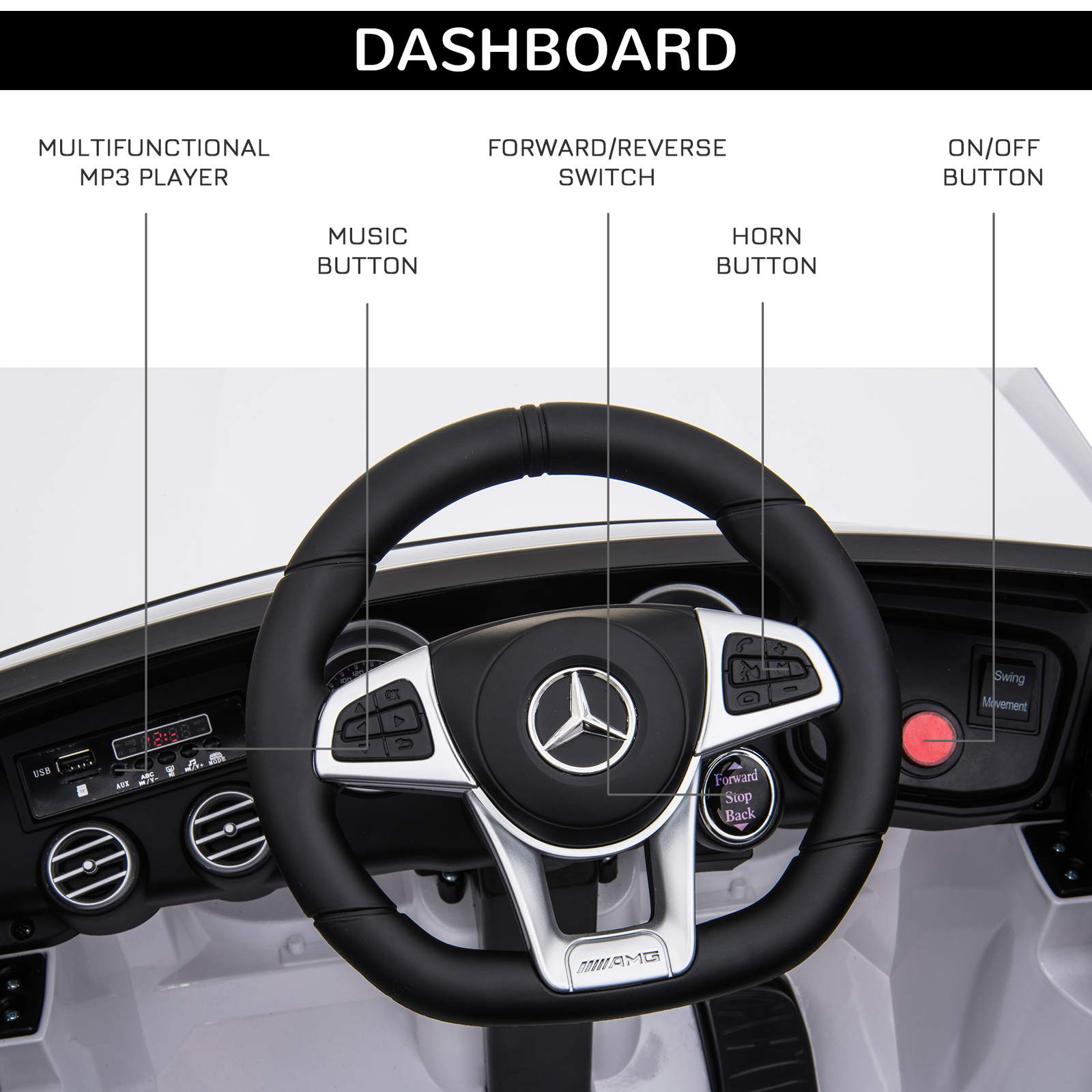 12V Ride On Toy Car for Kids with Remote Control Mercedes Benz AMG GLC63S Coupe