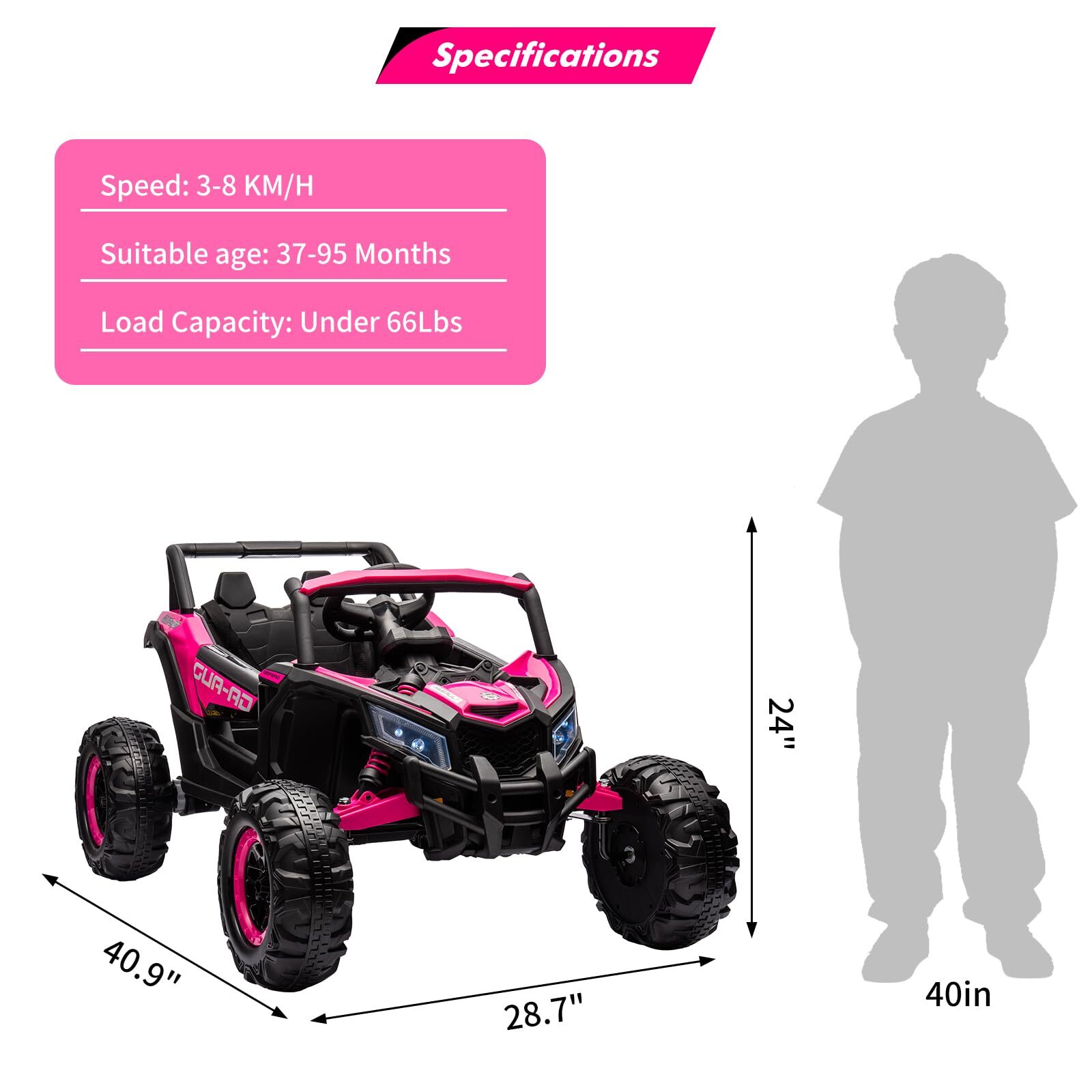 Ride on UTV Car 200W Motor Spring Suspension Music LED Lights W/Remote Control