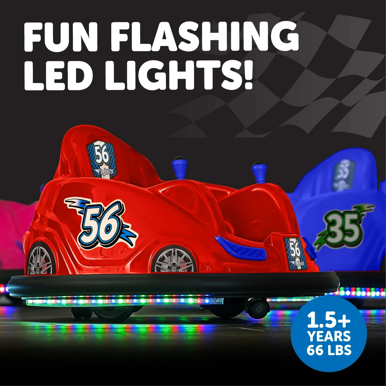 Flybar Battery-Powered Bumper Car Ride-On, Ages 18-48 Months, Red