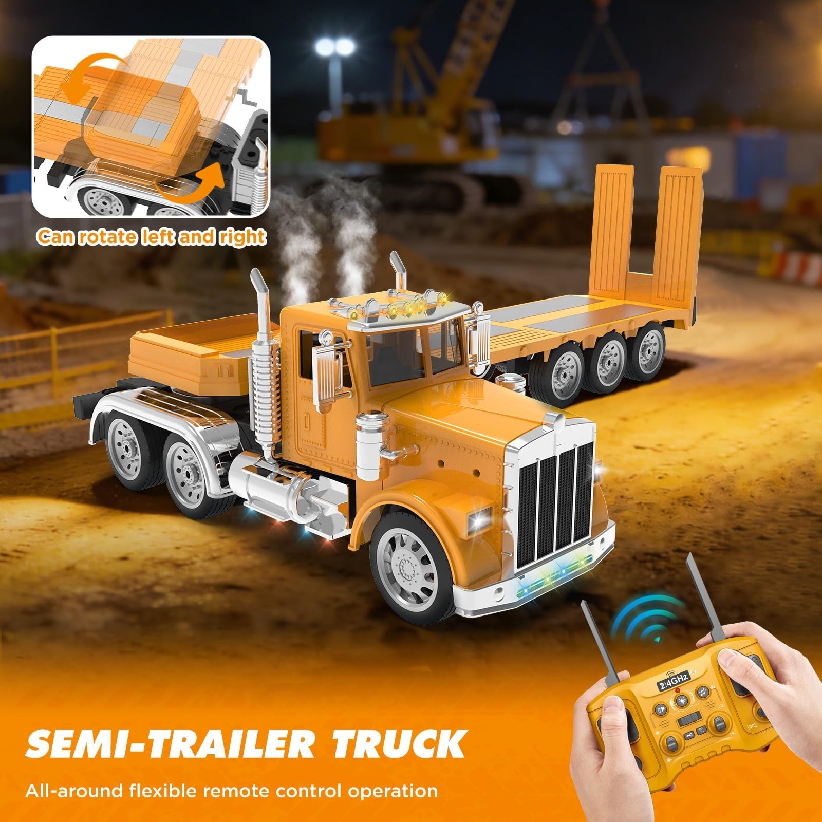 KIDMARKT 39.6″ Giant RC Semi-Trailer Truck for Kids | 16-Channel Remote Contr…