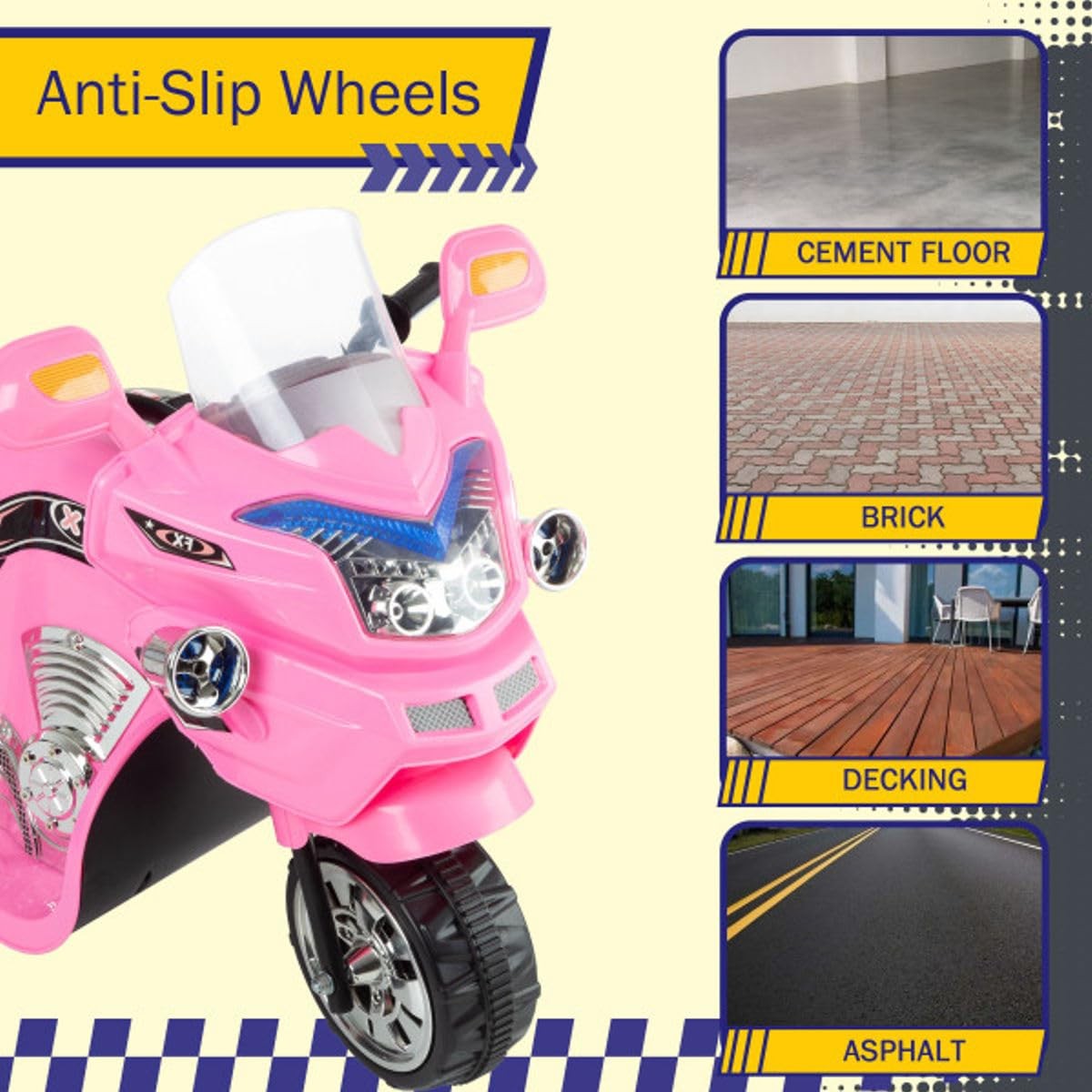 Kids Motorcycle – 3-Wheel Ride on Toy with Reverse, Sounds, and Headlights – 6V