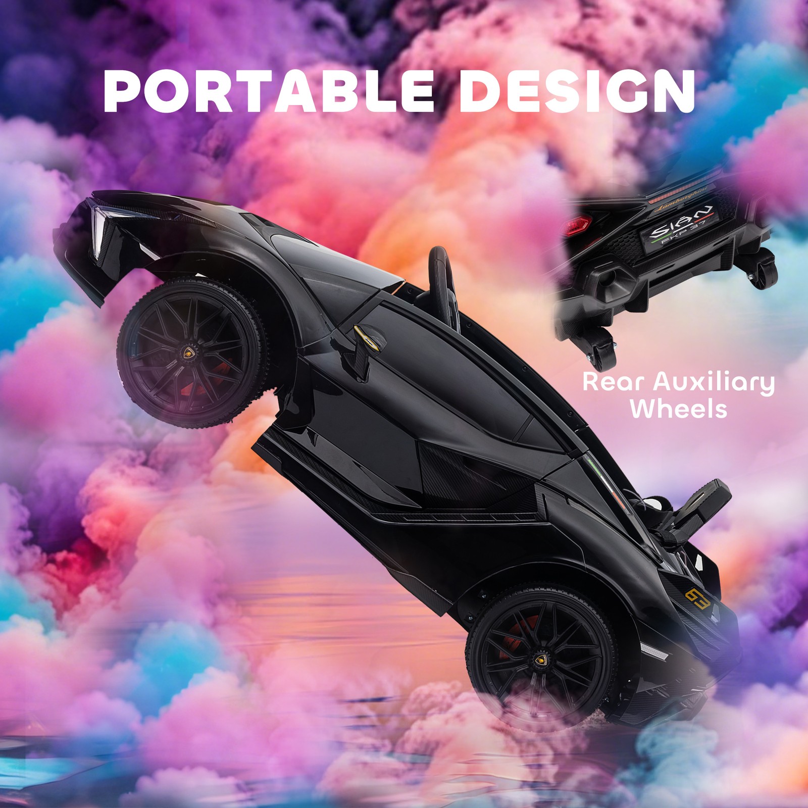 12V Lamborghini SIAN Licensed Electric Car for kids, Black