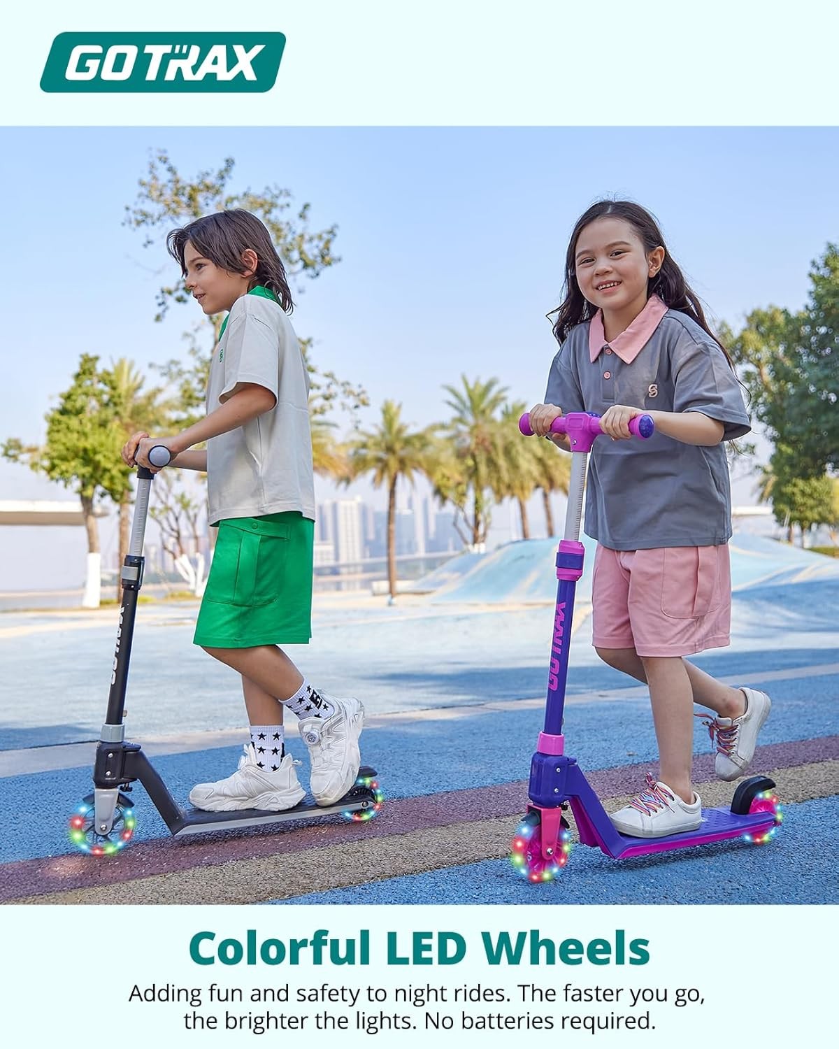 Gotrax K03 Kick Scooter for Kids, 5″ LED Lighted Wheels and Adjustable Handlebar