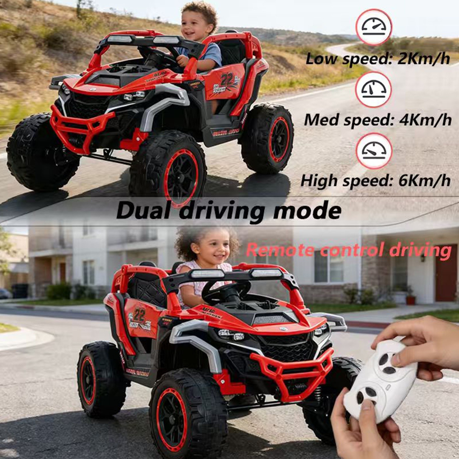 12V 2-Seater Kids Electric Ride On Truck RC Suspension Music LED Lights Age 3-6