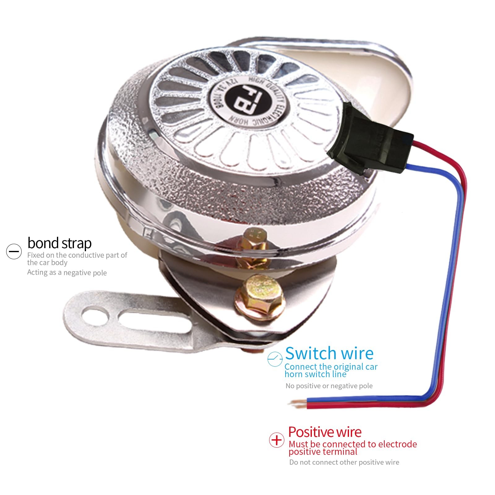 12V Car Horn, 3 Variable Sounds, Chrome Silver Digital, Motorcycle, Electric
