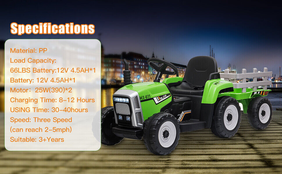 12V Electric Kids Ride On Tractor Ride On w/ Remote Control Gift