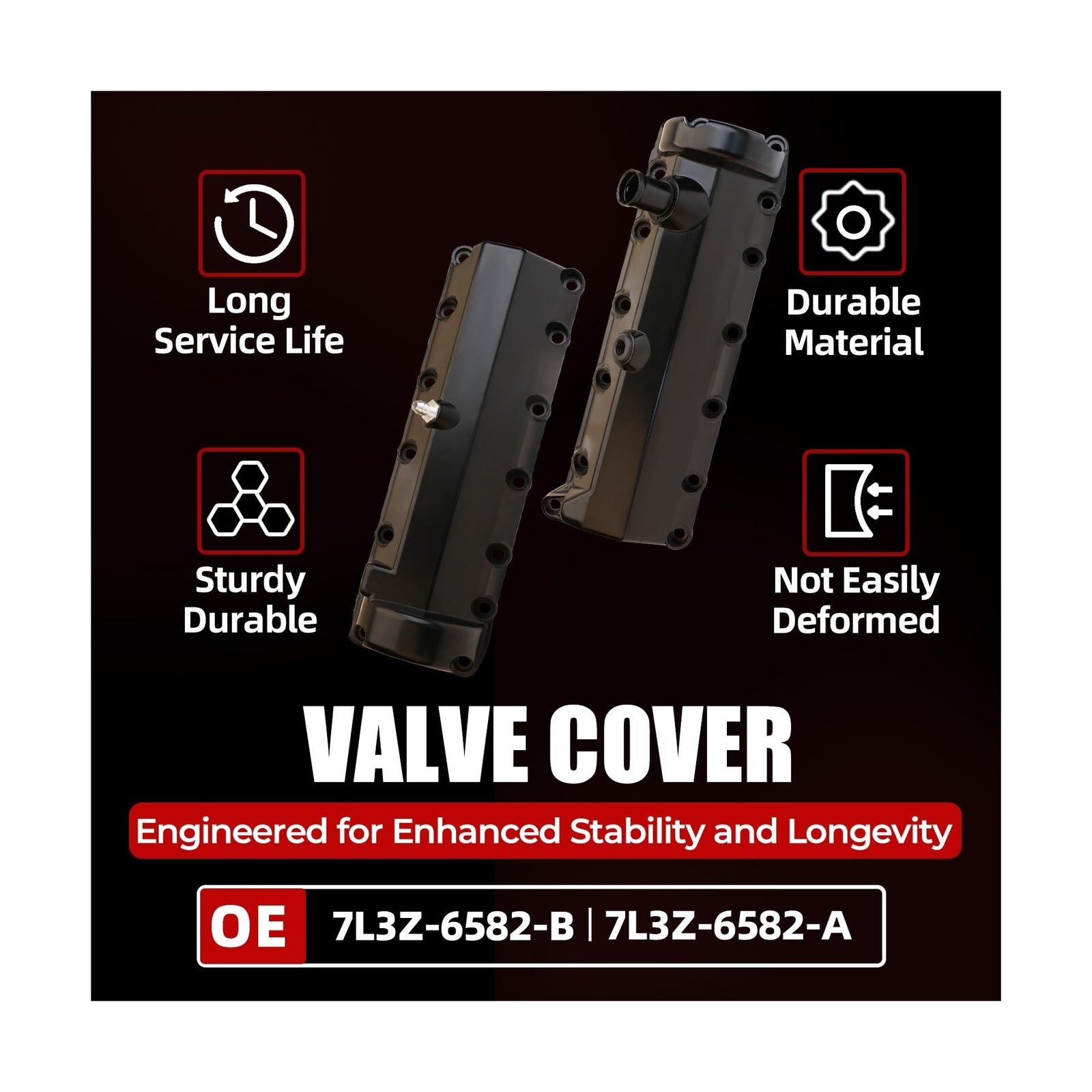 MITZONE Aluminum Engine Valve Cover Set Compatible with 1997-2004 Ford E-150 …