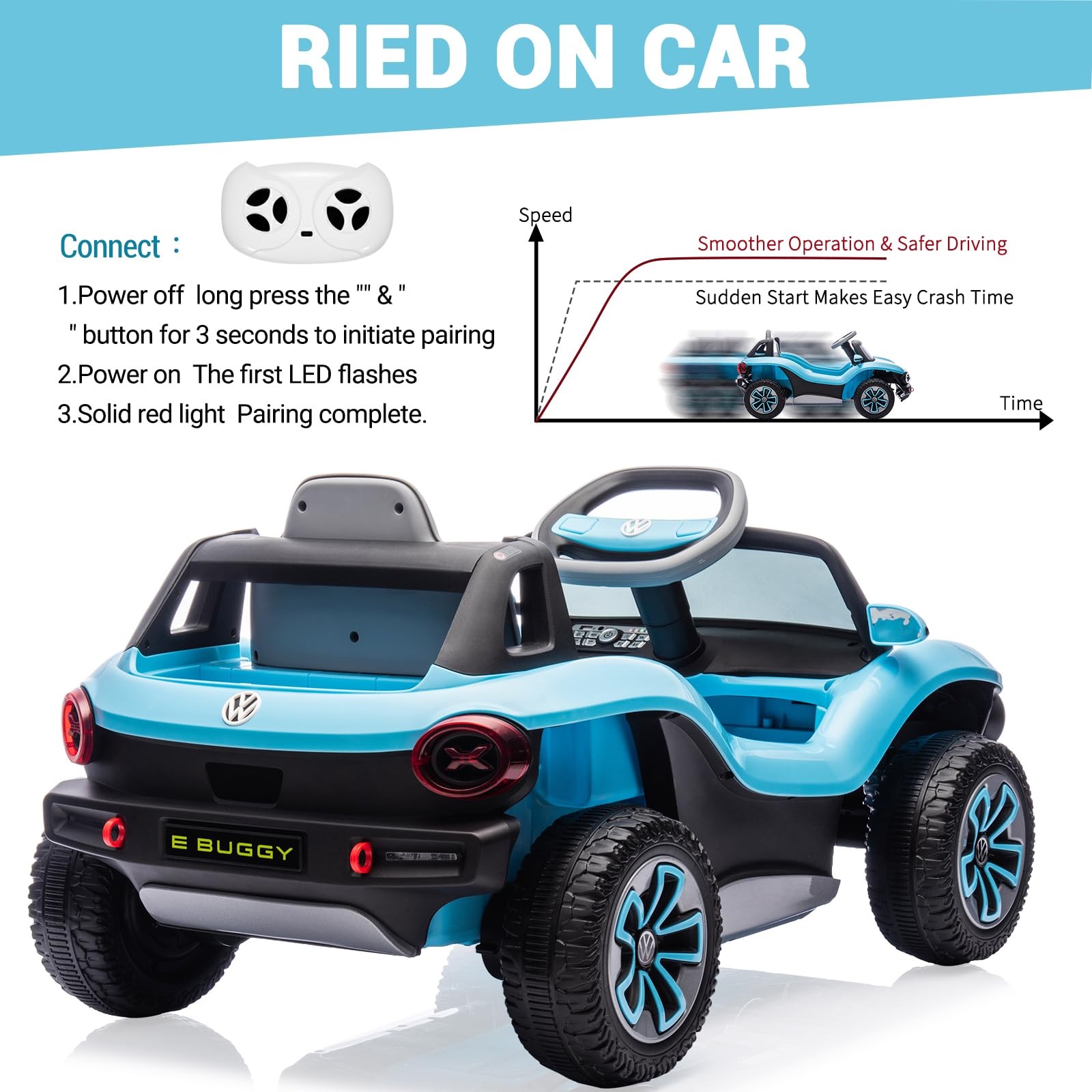 12V 7AH Ride On Car Toddler Electric Vehicle with Remote,Light, USB, Horn, Music