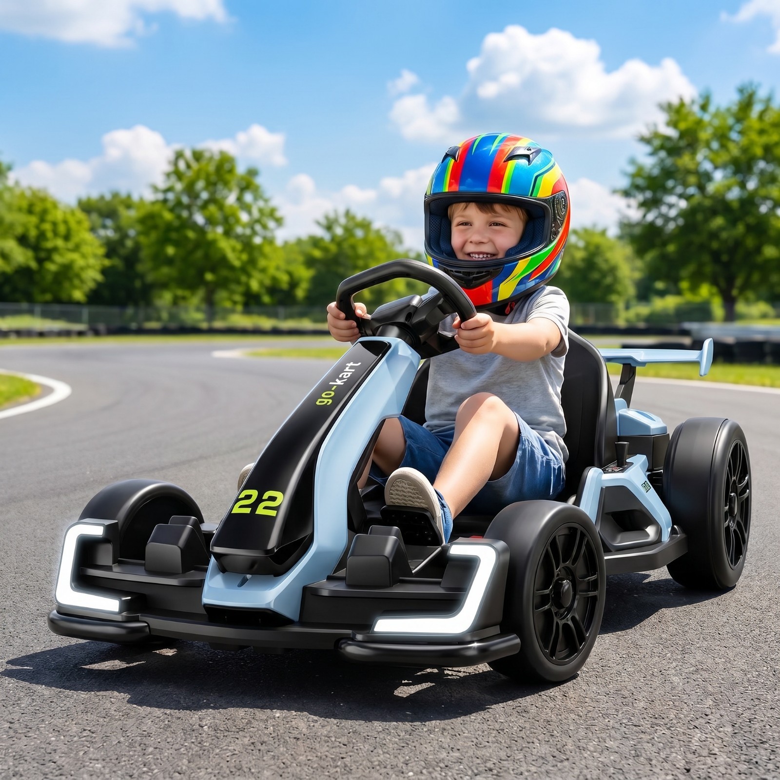 24V Kids Go Kart, 300W Powerful Motor Electric Drift Kart Toys w/Adjustable Seat