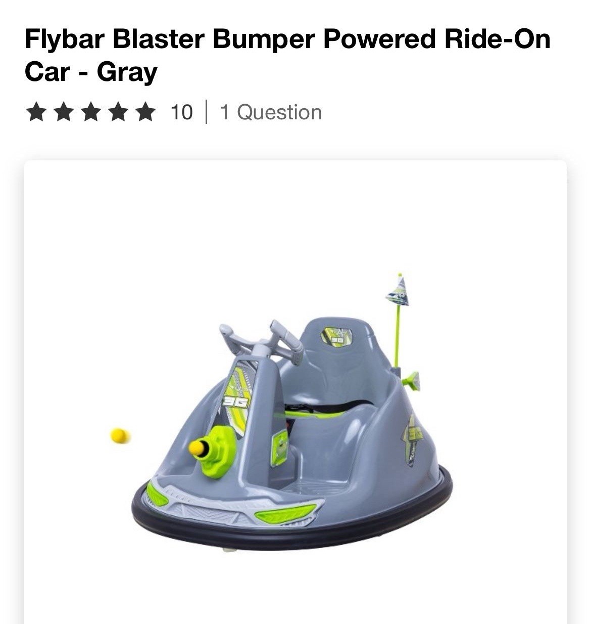 Flybar Blaster Bumper Powered Ride-On Car – Gray