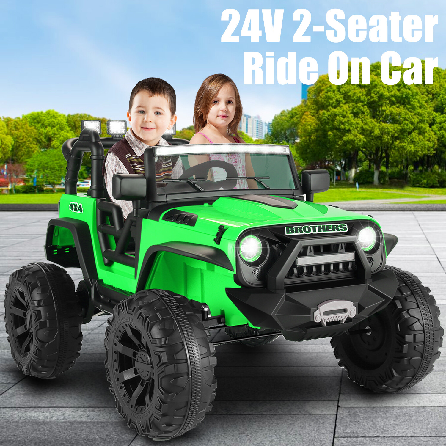 2-Seater Ride On Truck with Remote 24V Battery Powered Electric Car Toy for Kids