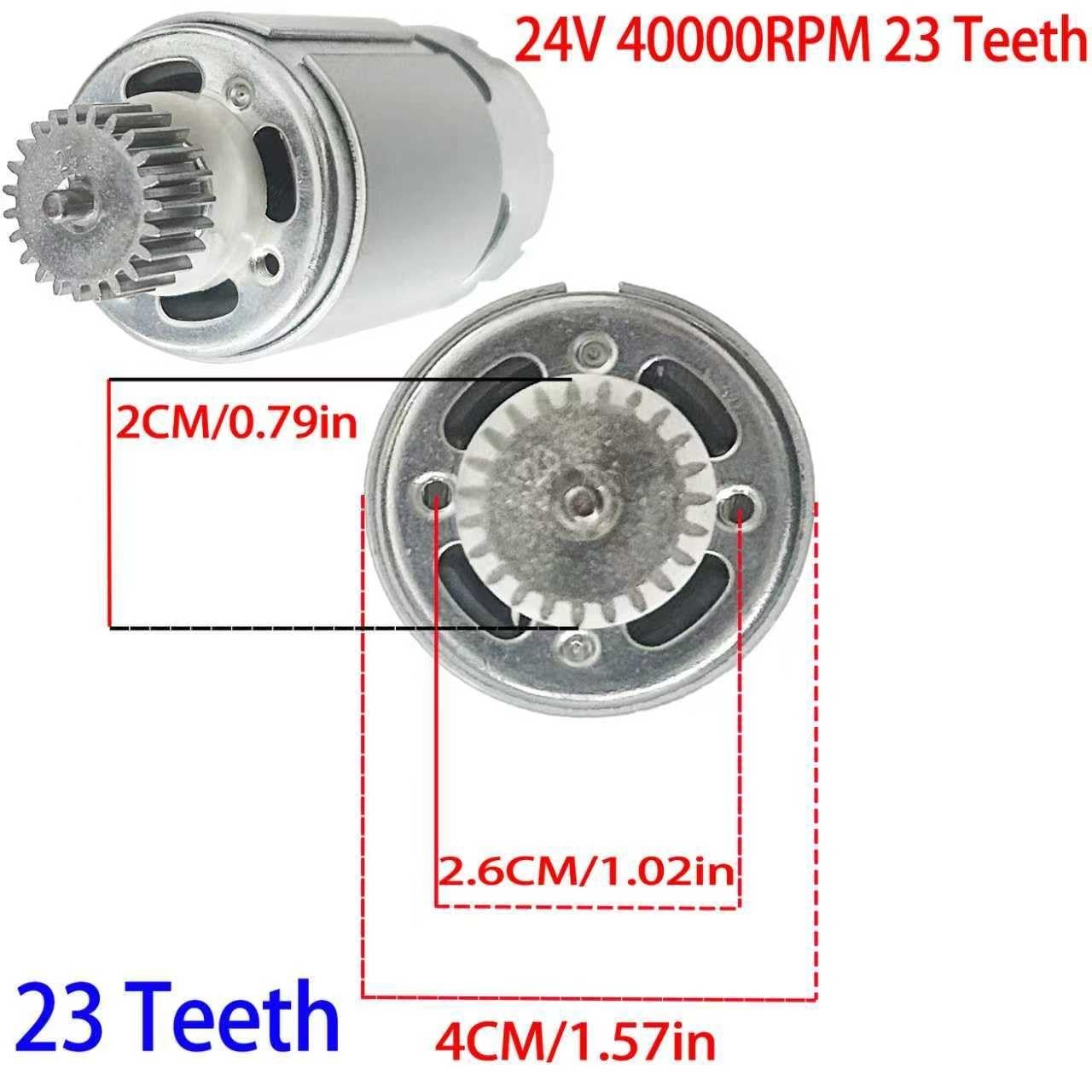 Powerful 24V DC Motor 40000RPM with 23T Pinion Gear for Kids Ride-On Cars Upgrad