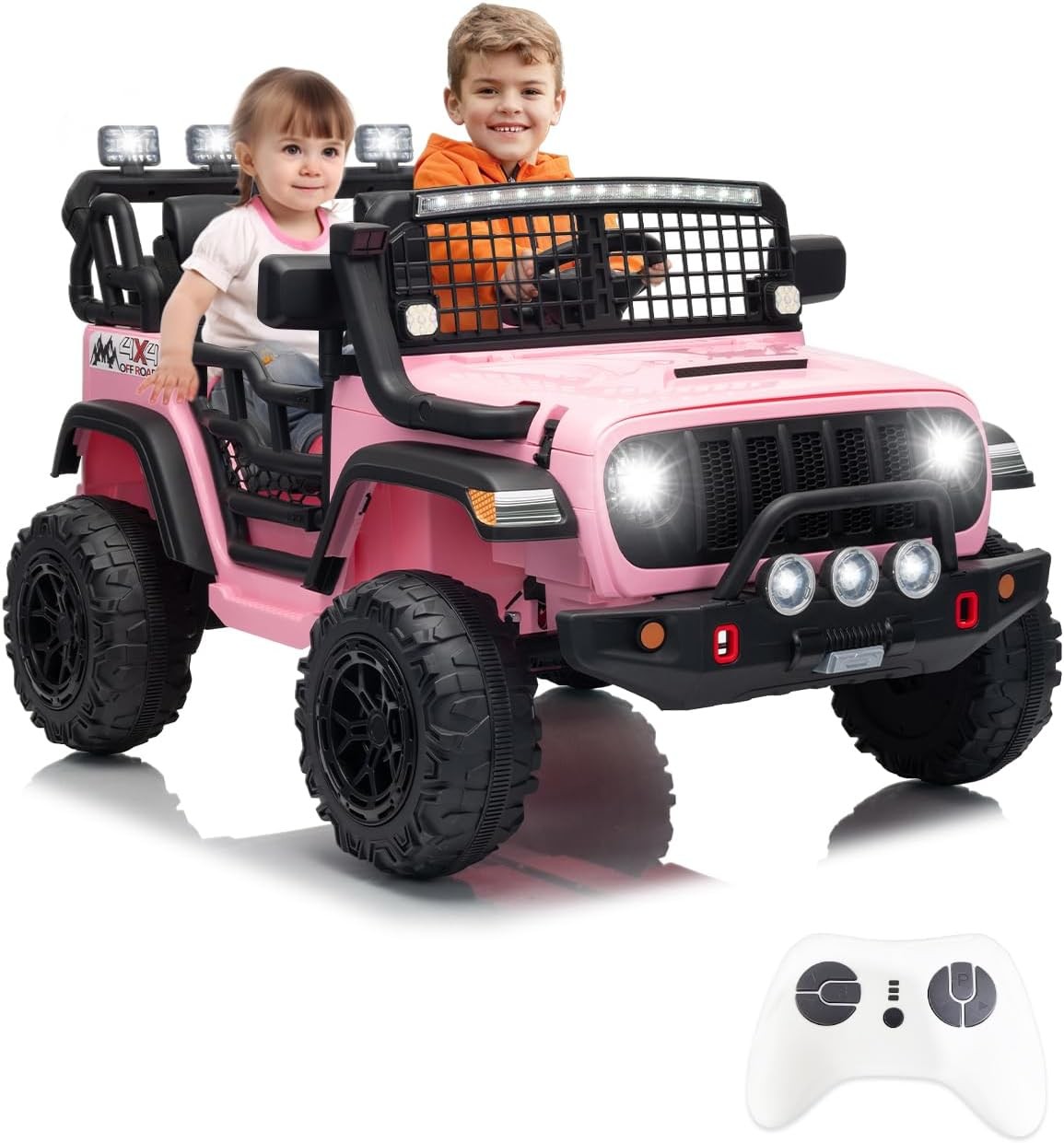 24V Kids Ride On Truck 2-Seater, Remote Control, 200W Motors, LED, Music, USB