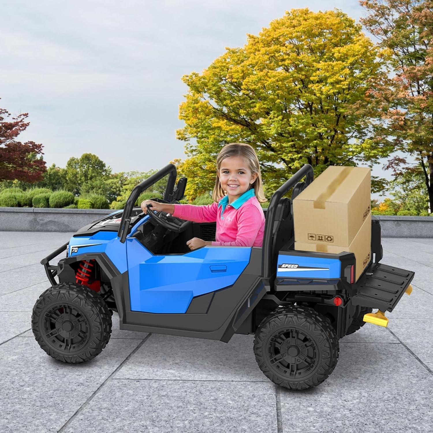 24V Ride On Truck for Kids w/ Remote, 4WD, LED Lights,Bluetooth,Dump Bed,2 Seats