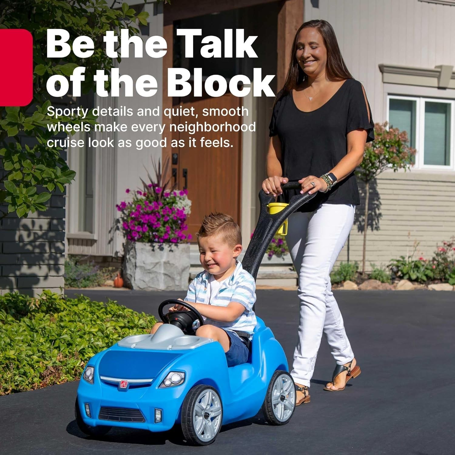 Durable Step2 Whisper Ride II Toddler Push Car with Adjustable Seat Belt, Blue