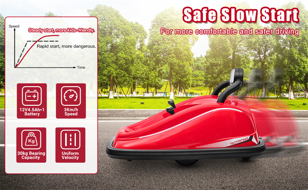 12V Kids Ride On Car Bumper Electric 360° Spin Vehicle Toy Parent Remote Control