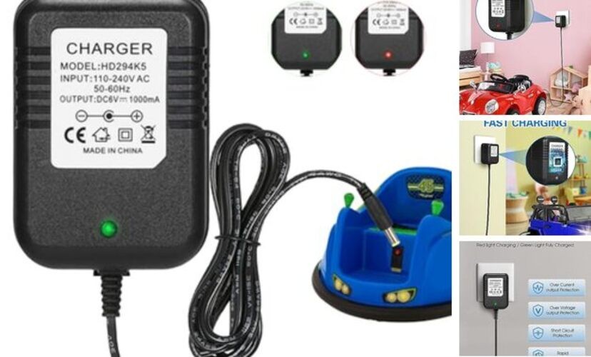6 Volt Charger for Flybar/Kidzone Bumper Car，Replacement Chargers for Kids