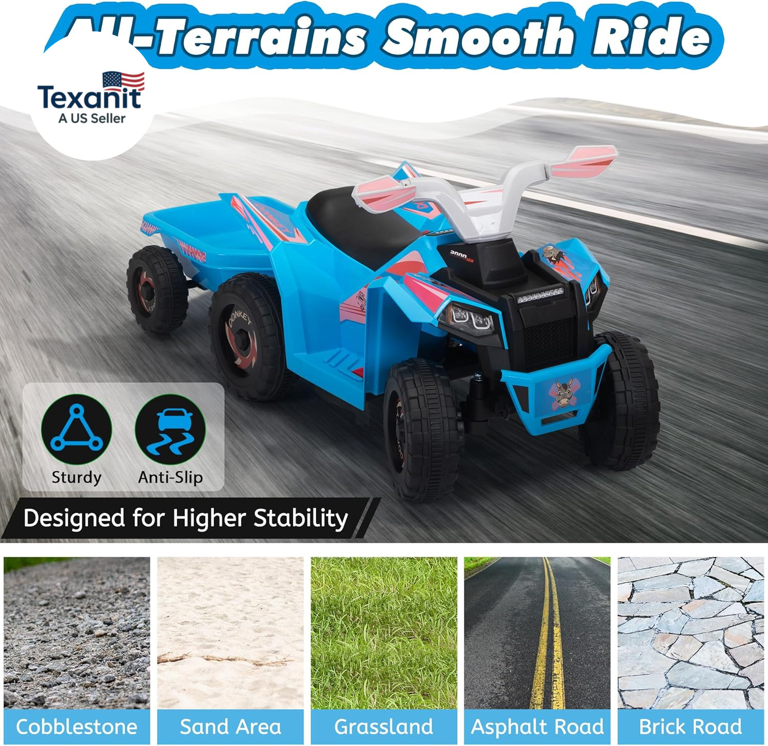 6V Electric Kids Ride on Toy Car with Trailer, Toddler 4 Wheeler Powered Vehicle