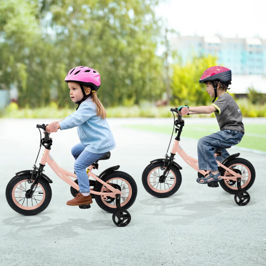 12 Inch Kids Bike Adjustable with Removable Training Wheels Pink for 3-8 Years O