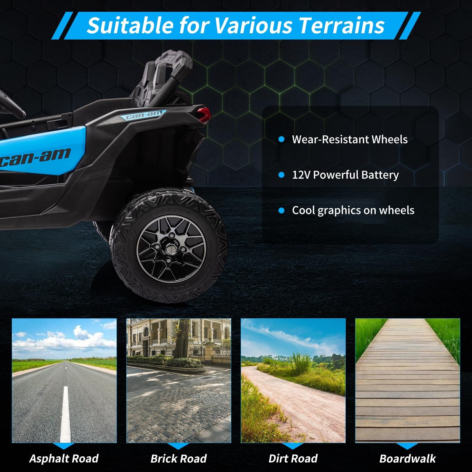 24V BRP Can-Am Licensed Ride on UTV Car for Kids Electric Toys 4WD Off-Road Quad
