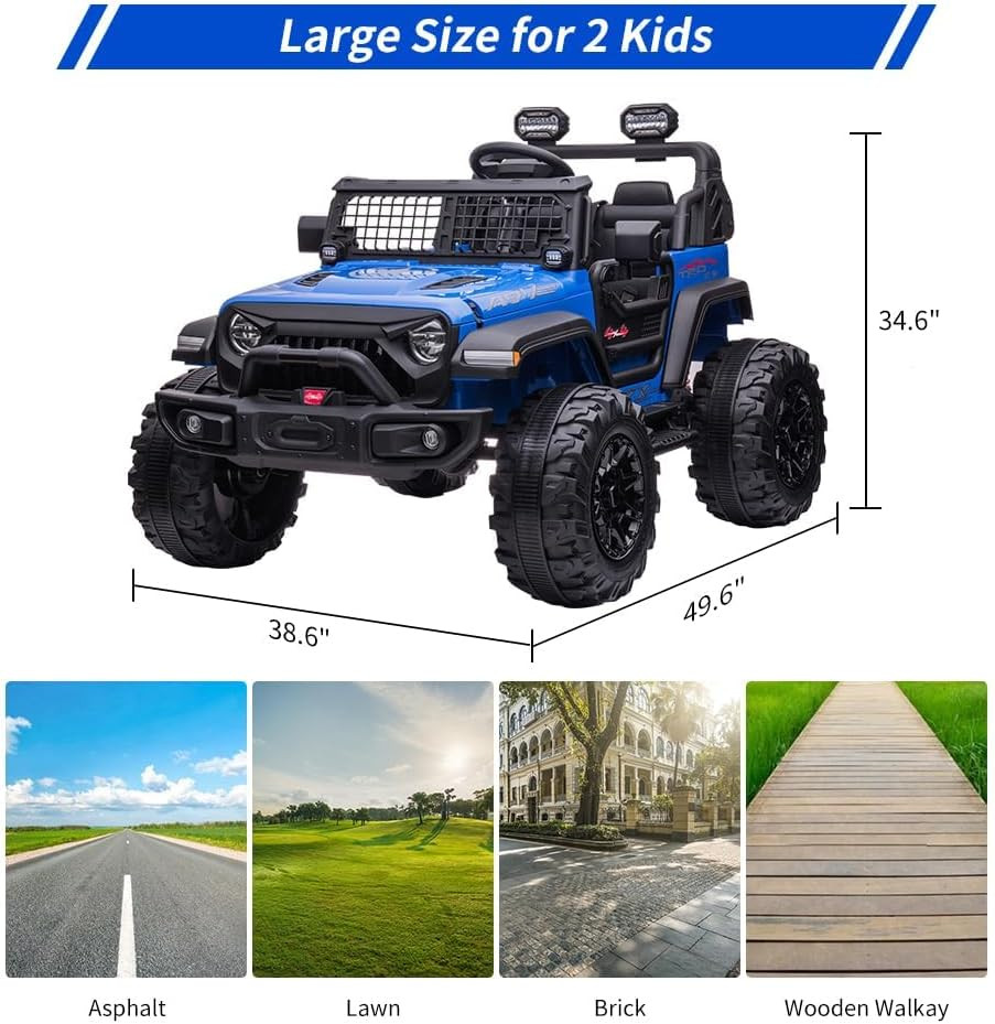 24V Kids Ride on 2 Seaters Electric Car with Remote Control, 2*120W Motors Batte