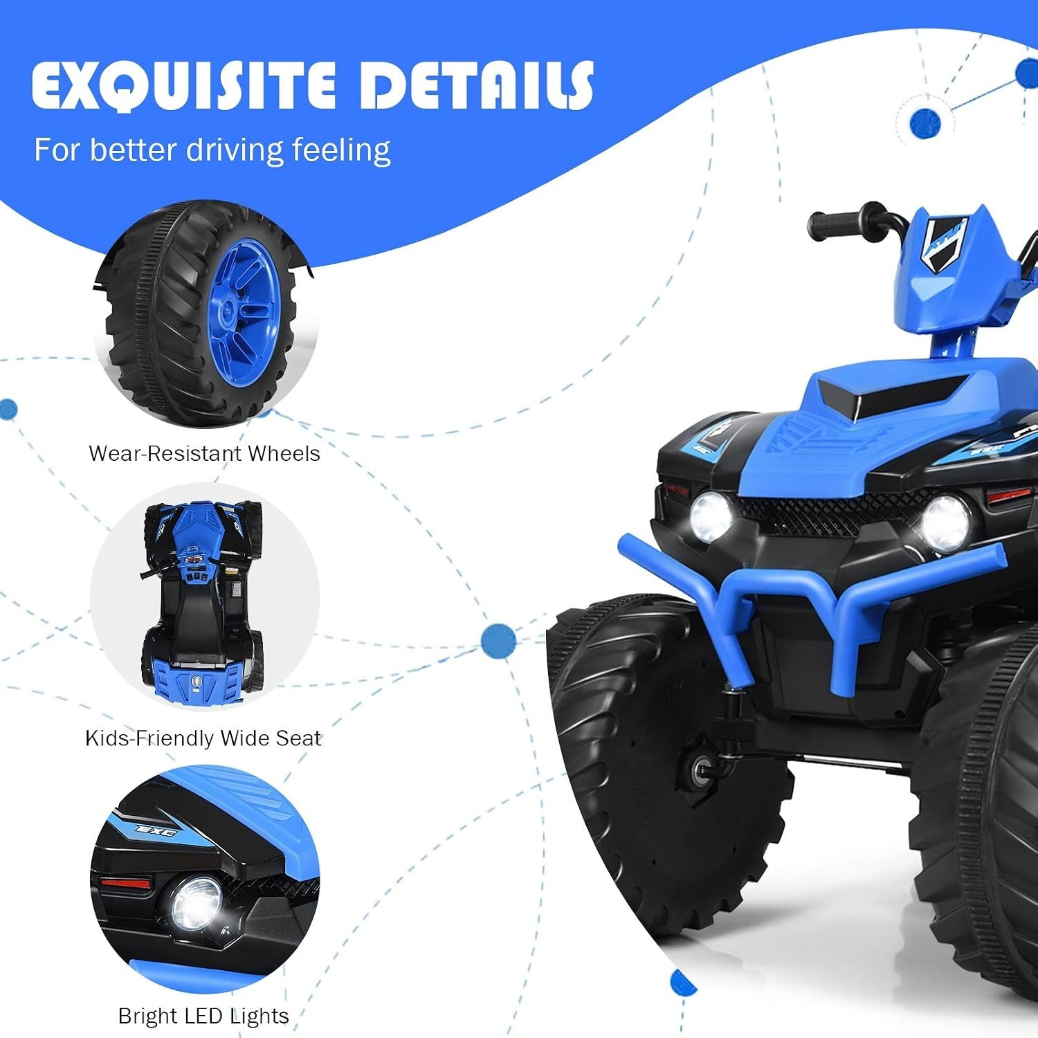 Rechargeable 12V Electric Kids ATV with Maximum Weight Capacity of 77 Pounds