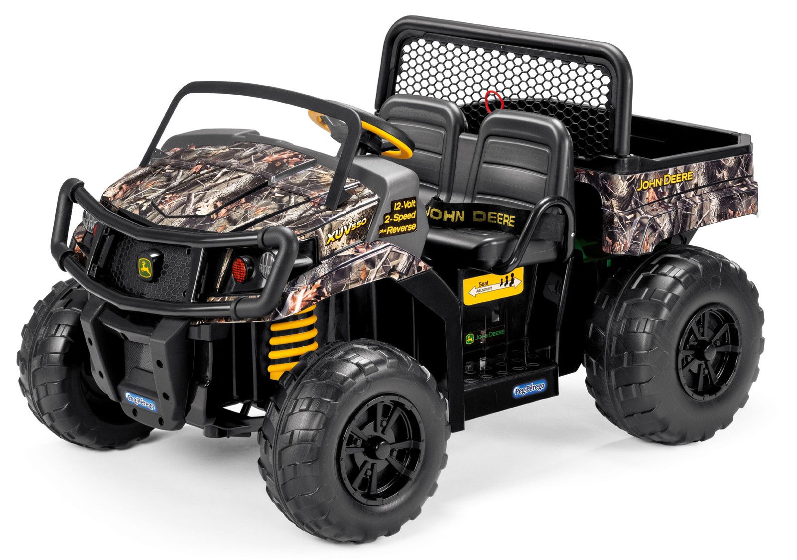 John Deere Camo Kids Ride-On Gator XUV Battery-Powered Dump Bed Tailgate 3-8 Yrs