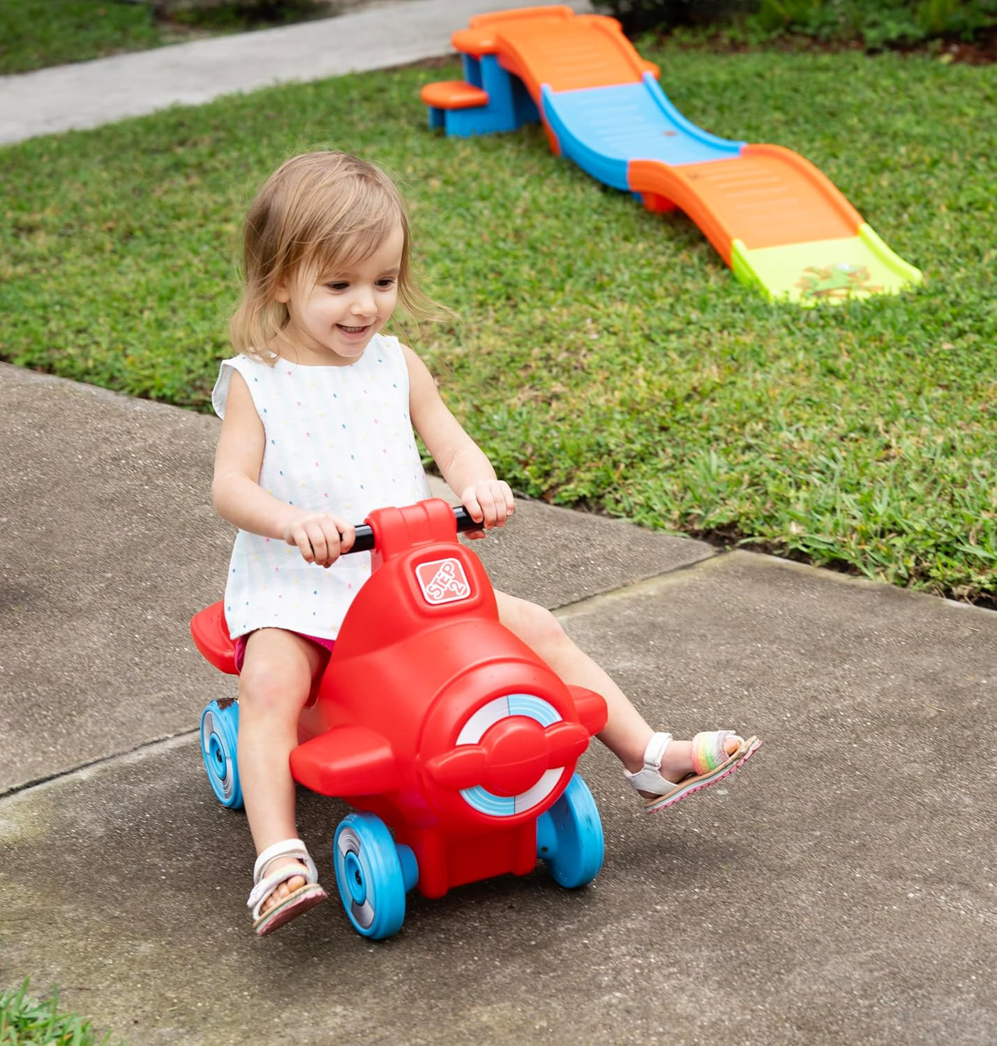 Step2 Sky Rider Kids Push Car, Foot Powered Ride on Toy, Practice Balance with 4
