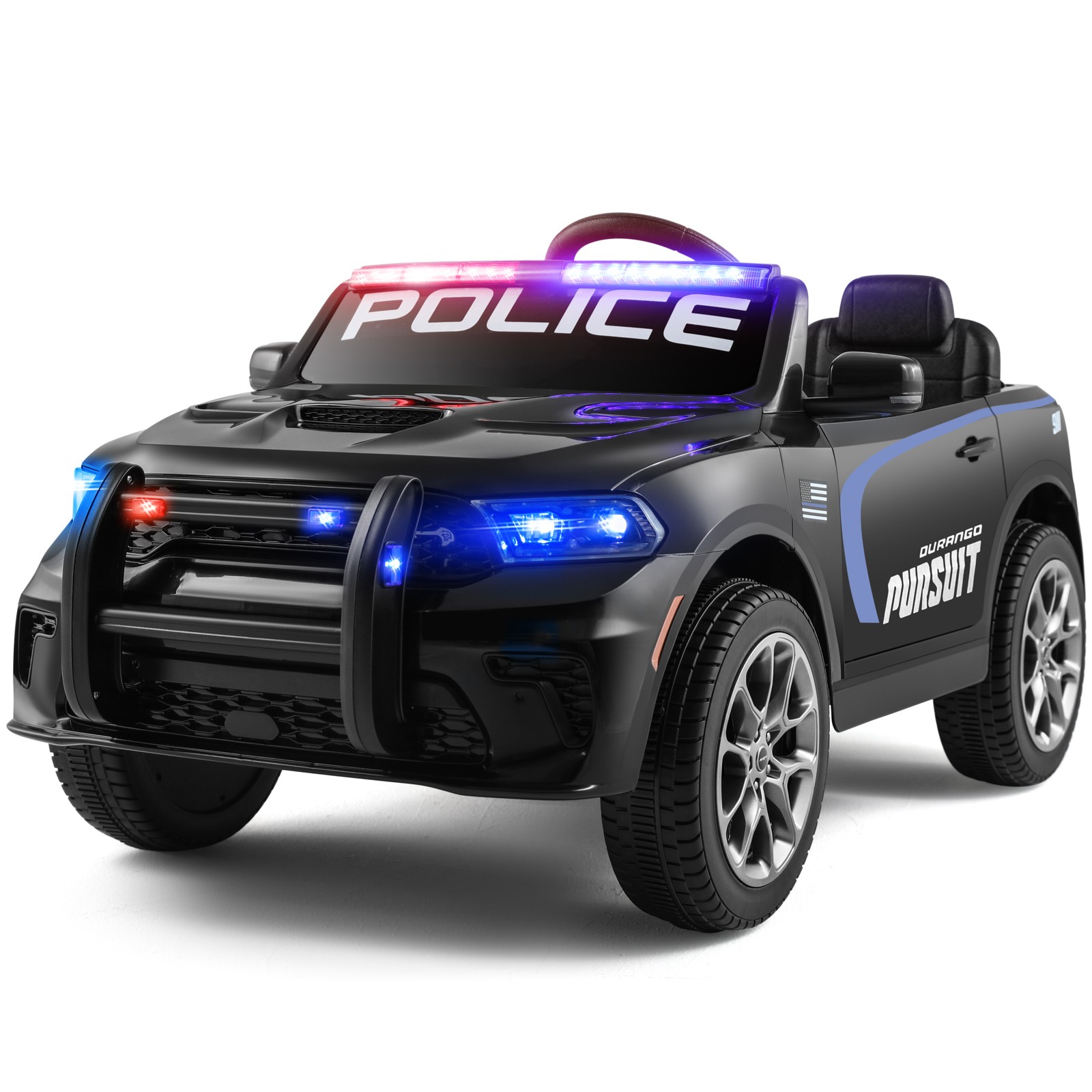 12V Battery Kids Ride On Police Car Dodge Durango SUV Music,LED,Bluetooth,Remote