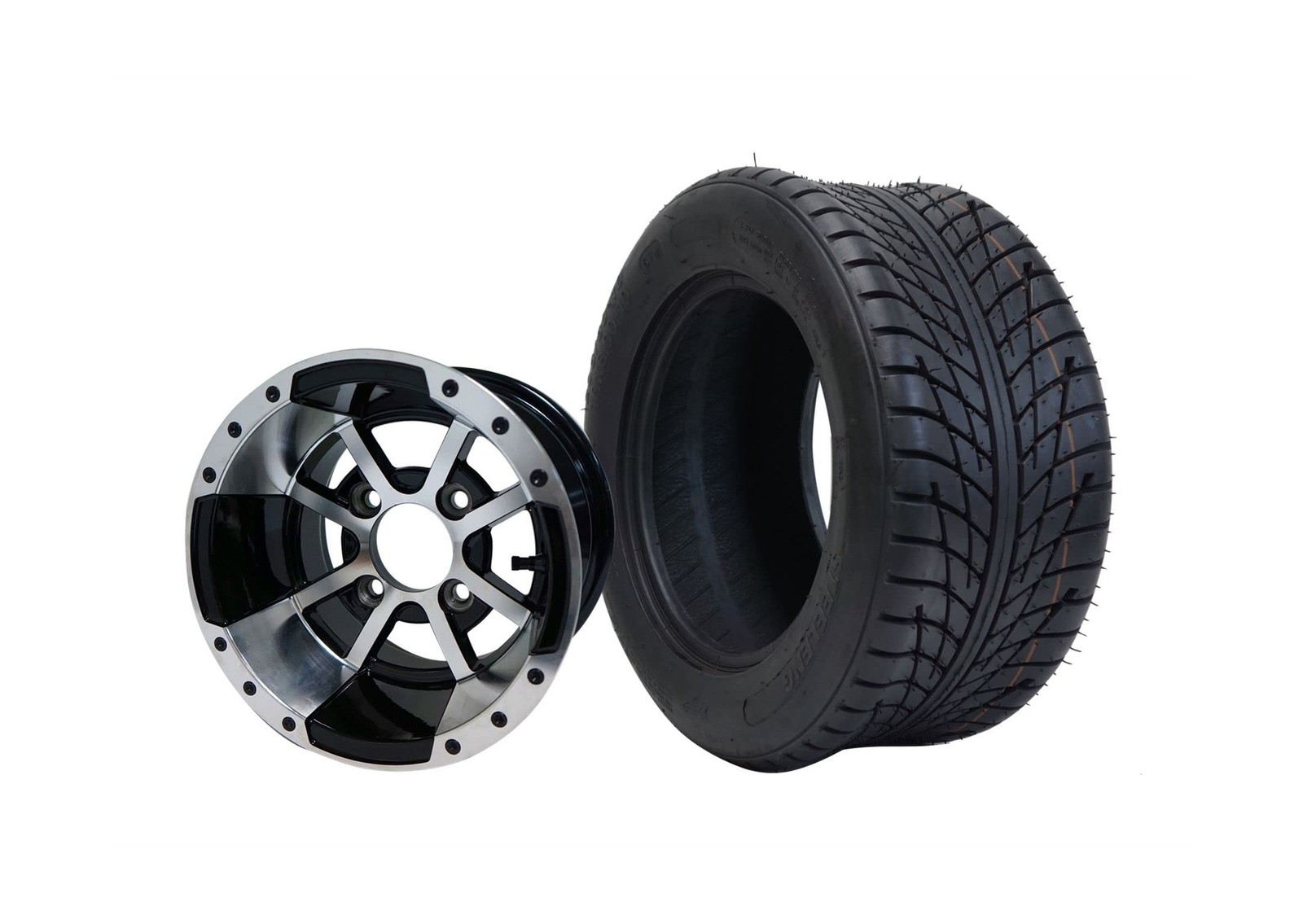 10″ STORM TROOPER Machined/Black Wheels and 205/50-10″ DOT Golf Cart Tires – …