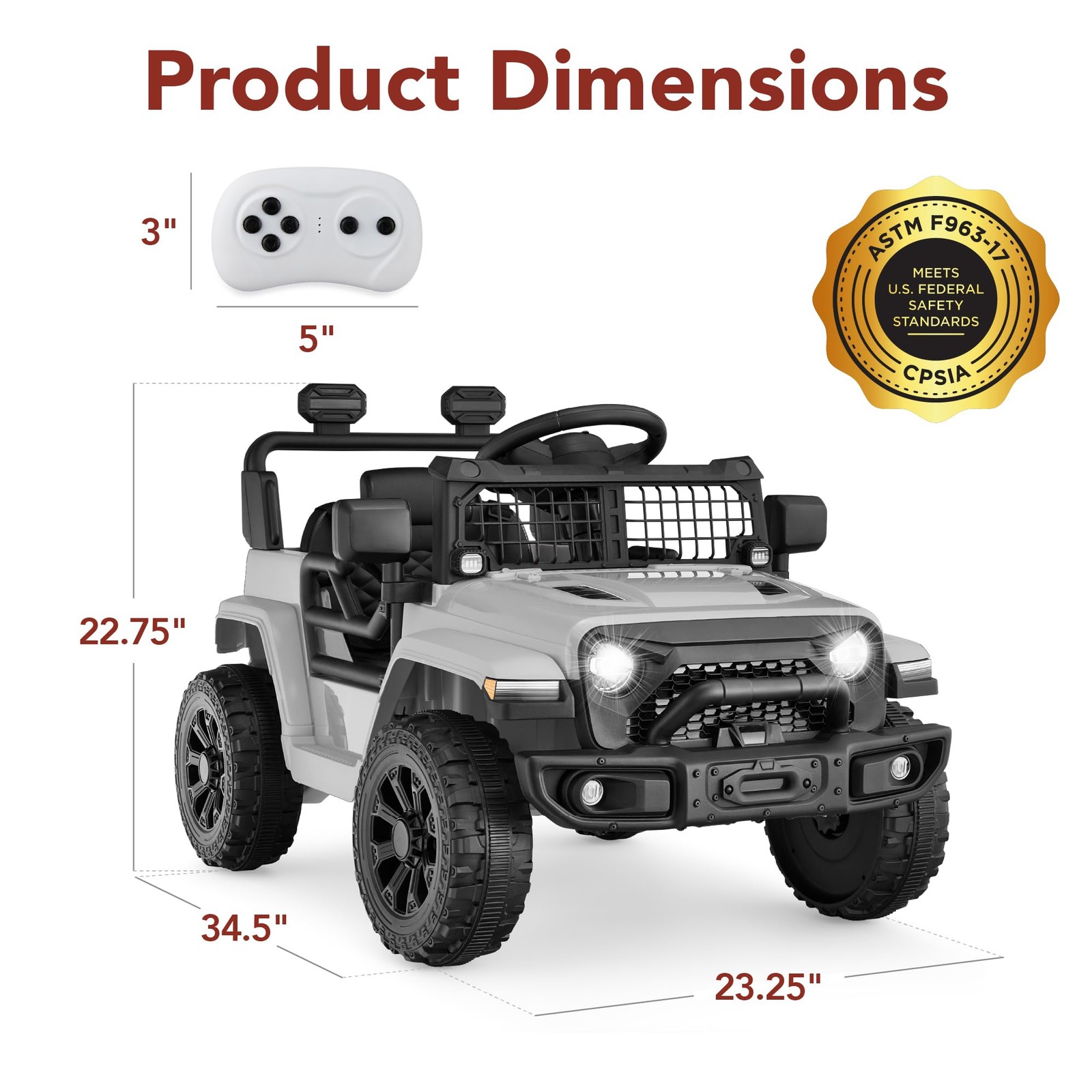 6V Kids Ride On Toy Mini Truck Electric Car Parent Remote Light Gray