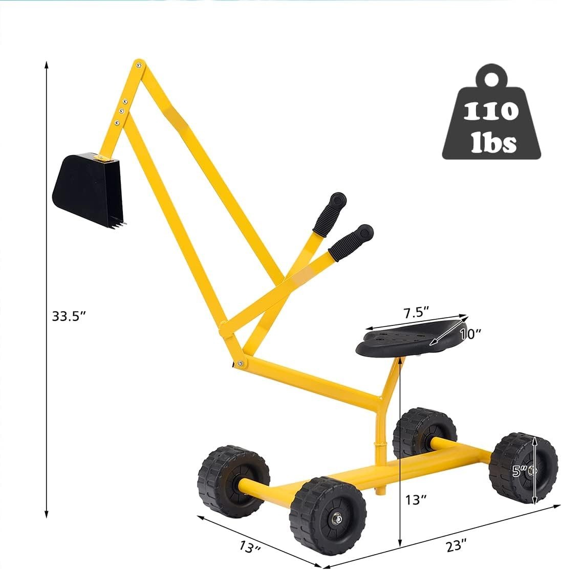 Sturdy Kids Excavator Toy with Rotating Seat & Wheels for All-Season Play