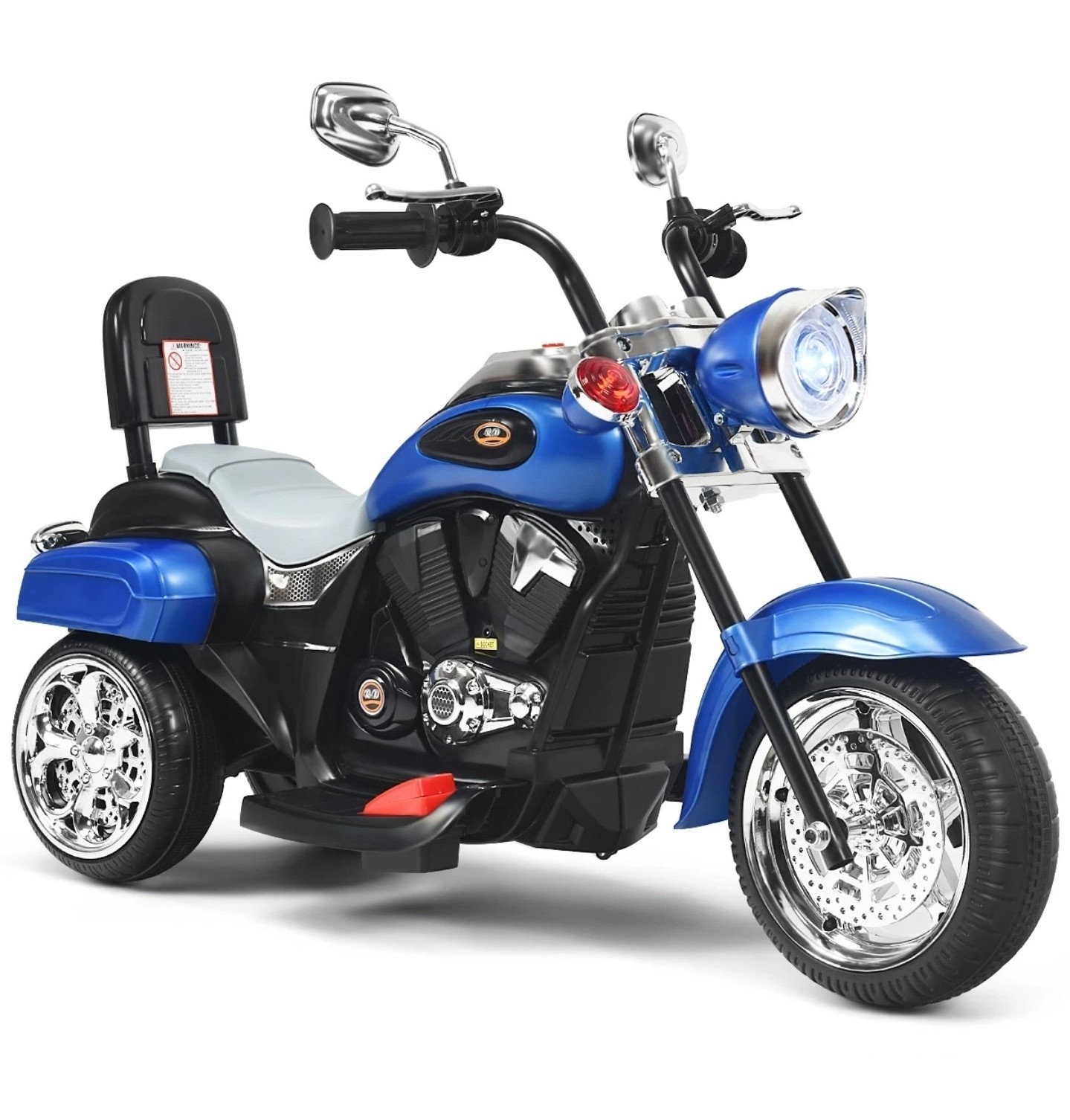 6V Kids Ride On Chopper Motorcycle 3 Wheel Trike with Headlight and Horn Blue