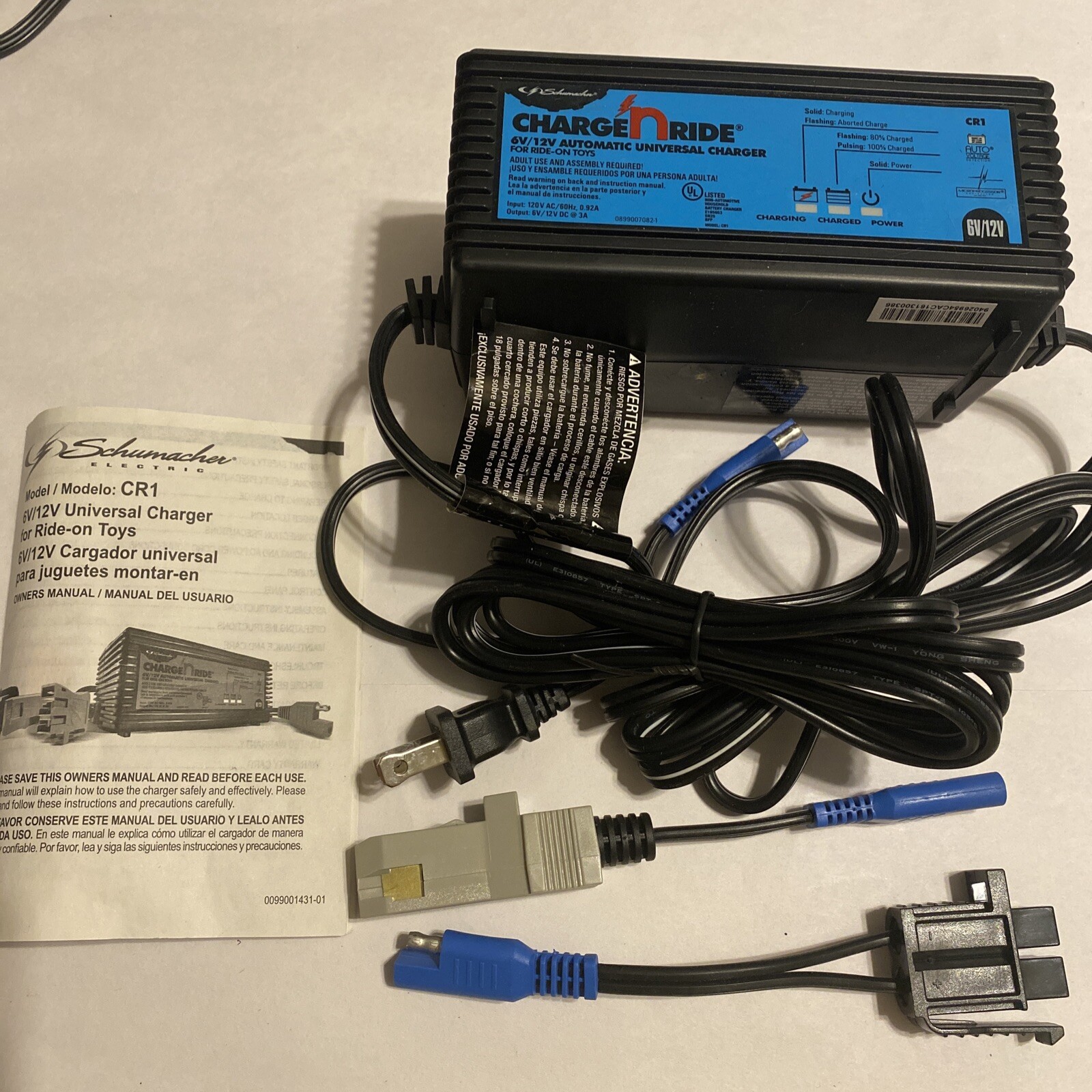 Schumacher Charge N Ride CR1 Universal Charger For Ride On Toys – 2 Connectors