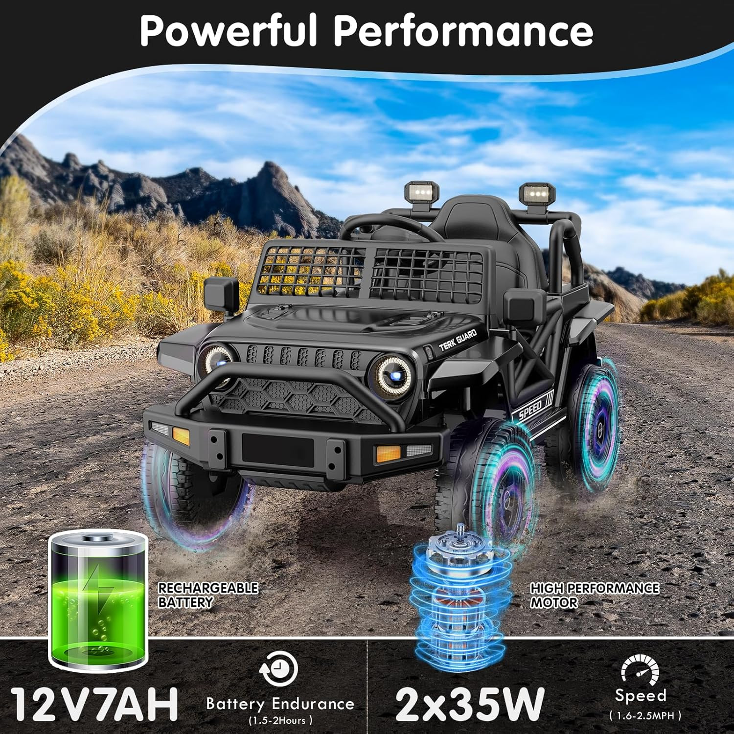 Ride on Car for Toddlers 1-3, 12V 7Ah Powered Electric Car with Remote Control,