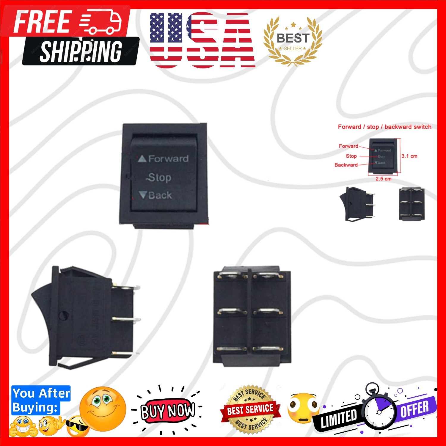 2 Pcs Forward Stop Backward Shift Switch Accessories, Children’s Electric Pow…