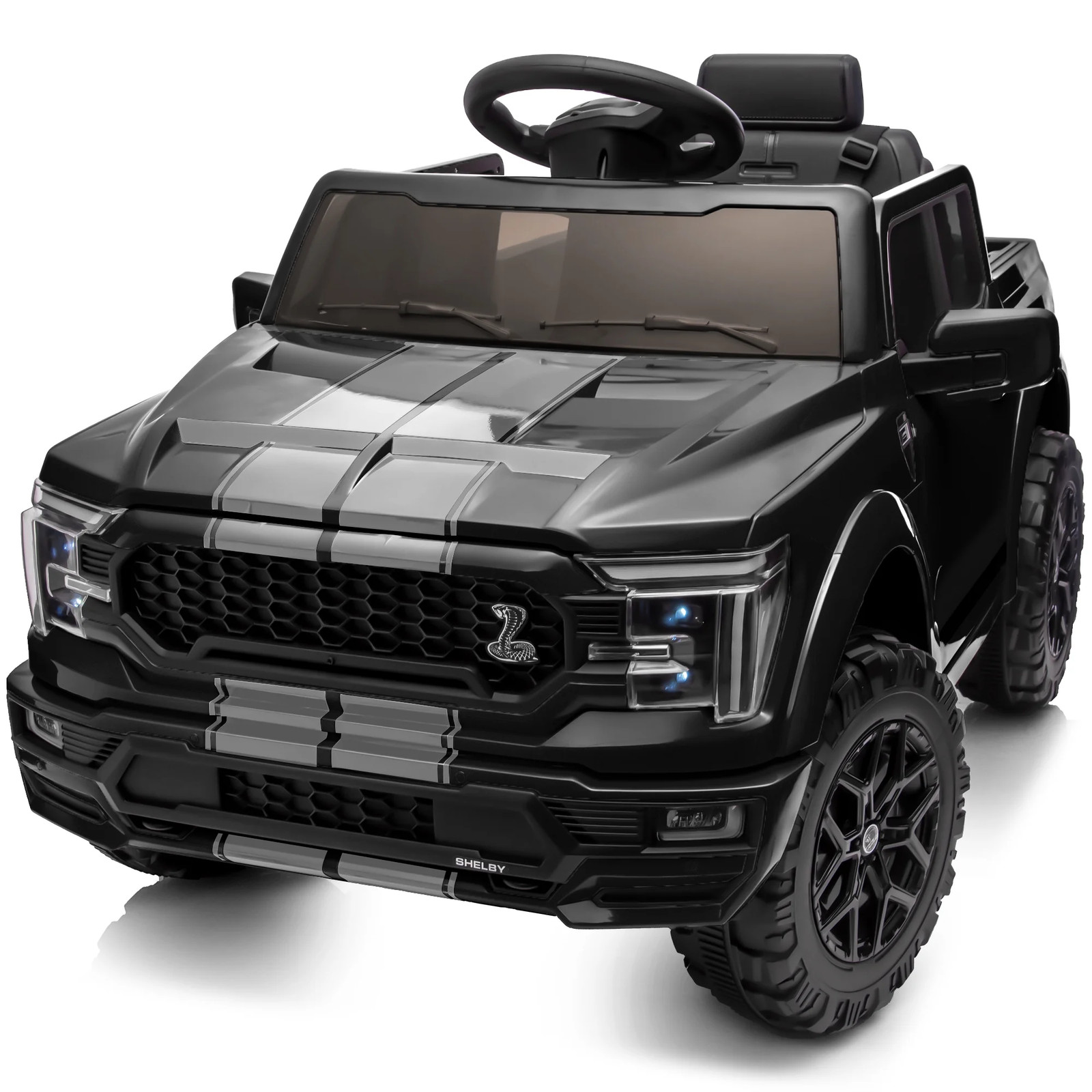 Licensed Ford-Shelby F-150 12V Kids Electric Ride-On Truck with Remote Black