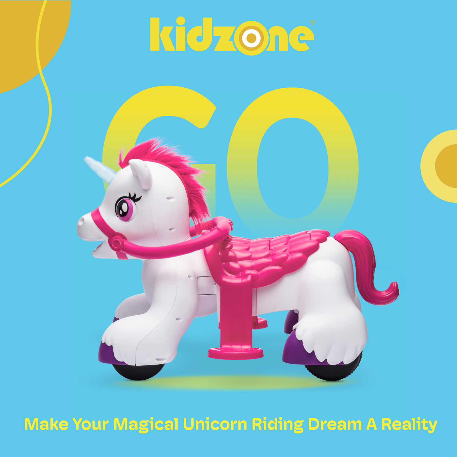 Kidzone 12V Electric Unicorn Ride-On Car, White/ Purple