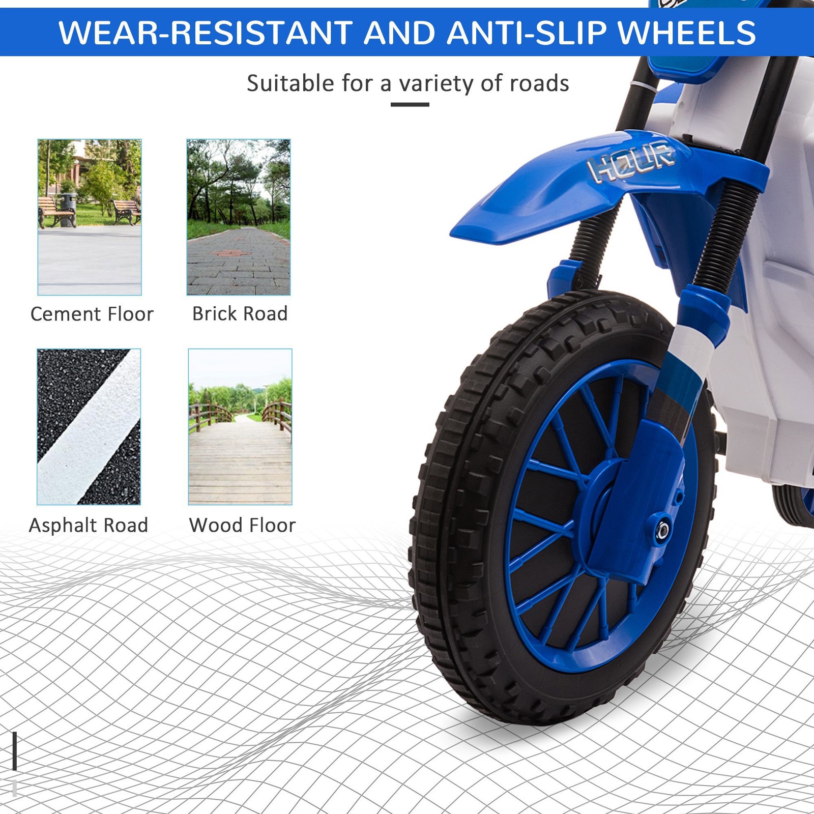 12V Electric Kids Ride On Dirt Bike Motorcycle Toy Training Wheels for 3-5 Year