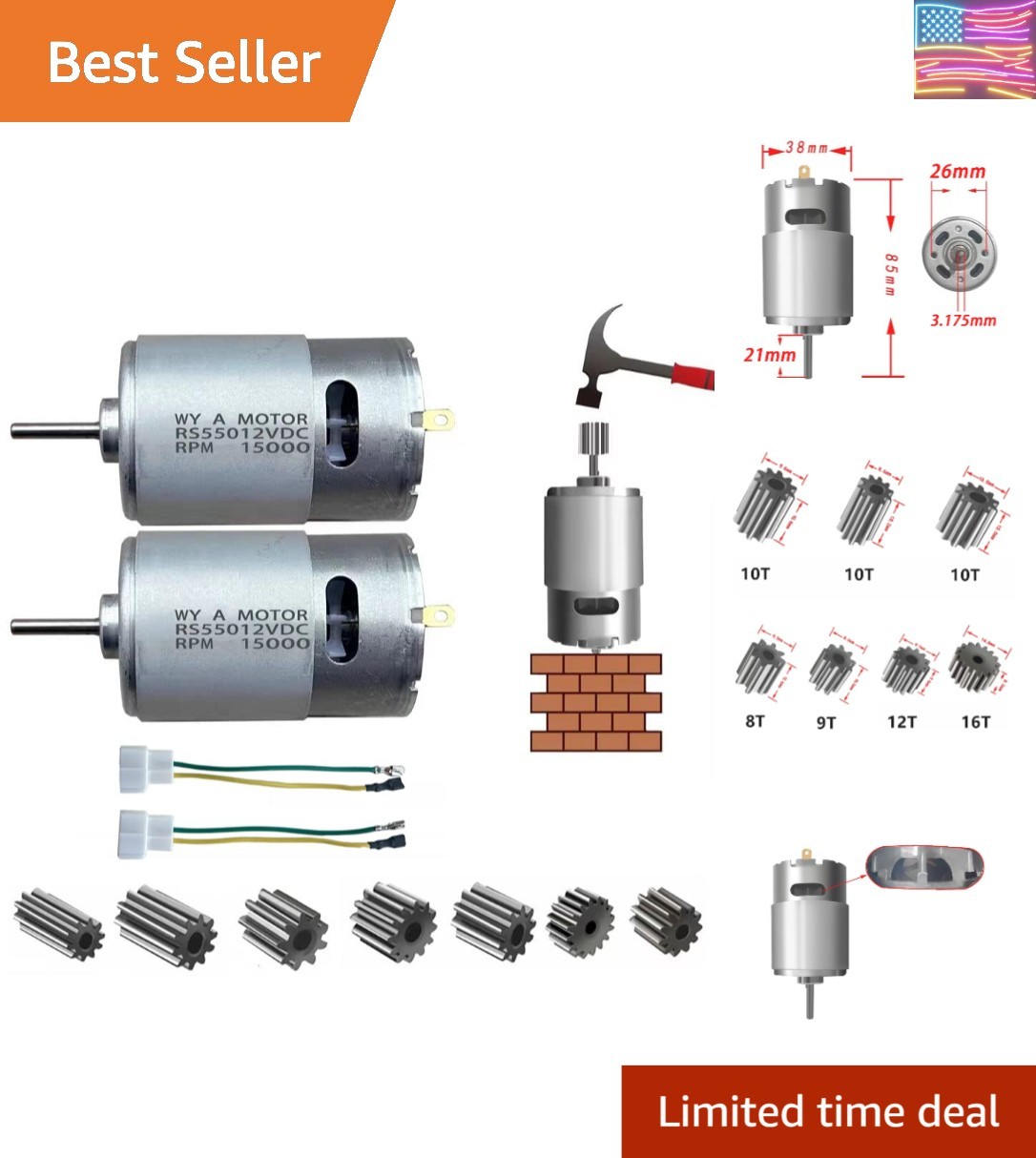 2 Pcs 12V 15000RPM Electric Drive Motor for Power Wheels Upgrade,18 Volt Moto…