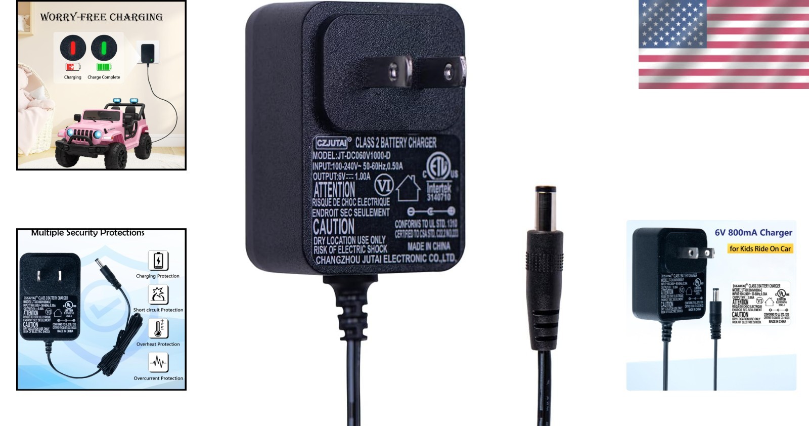Wall-Mounted 6V Charger for Electric Ride-On Toys – Multiple Brand Compatibility
