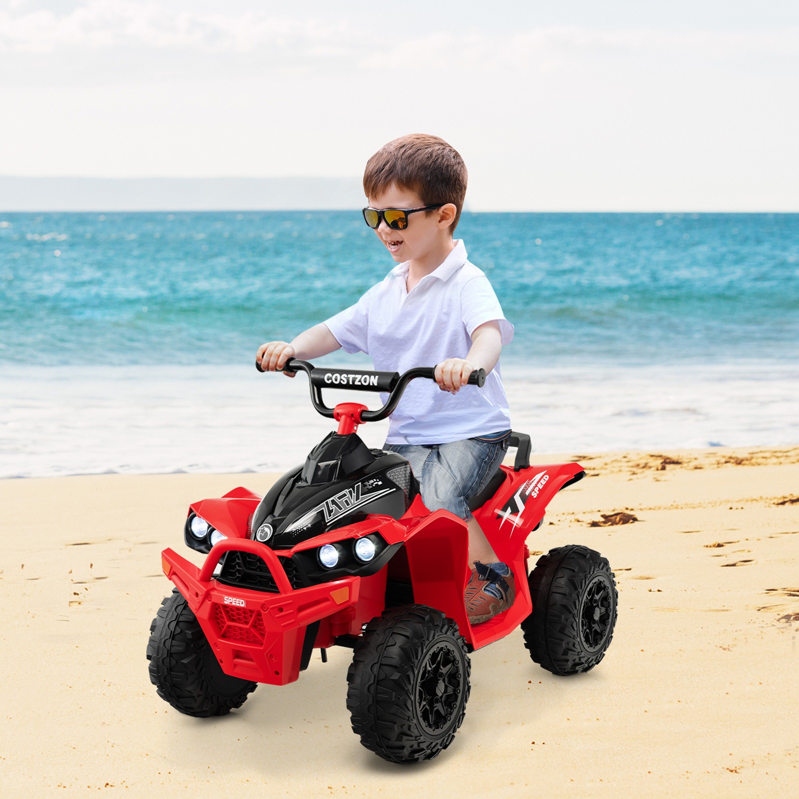 12V Battery Powered Kids Ride-on ATV w/ Bright Headlights & Built-in Music Red